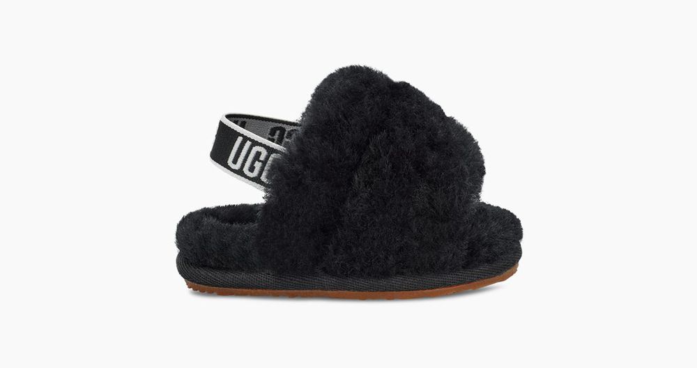 Ugg Fluff Yeah - Kids Slides - Black - NZ (0849ZVISE)